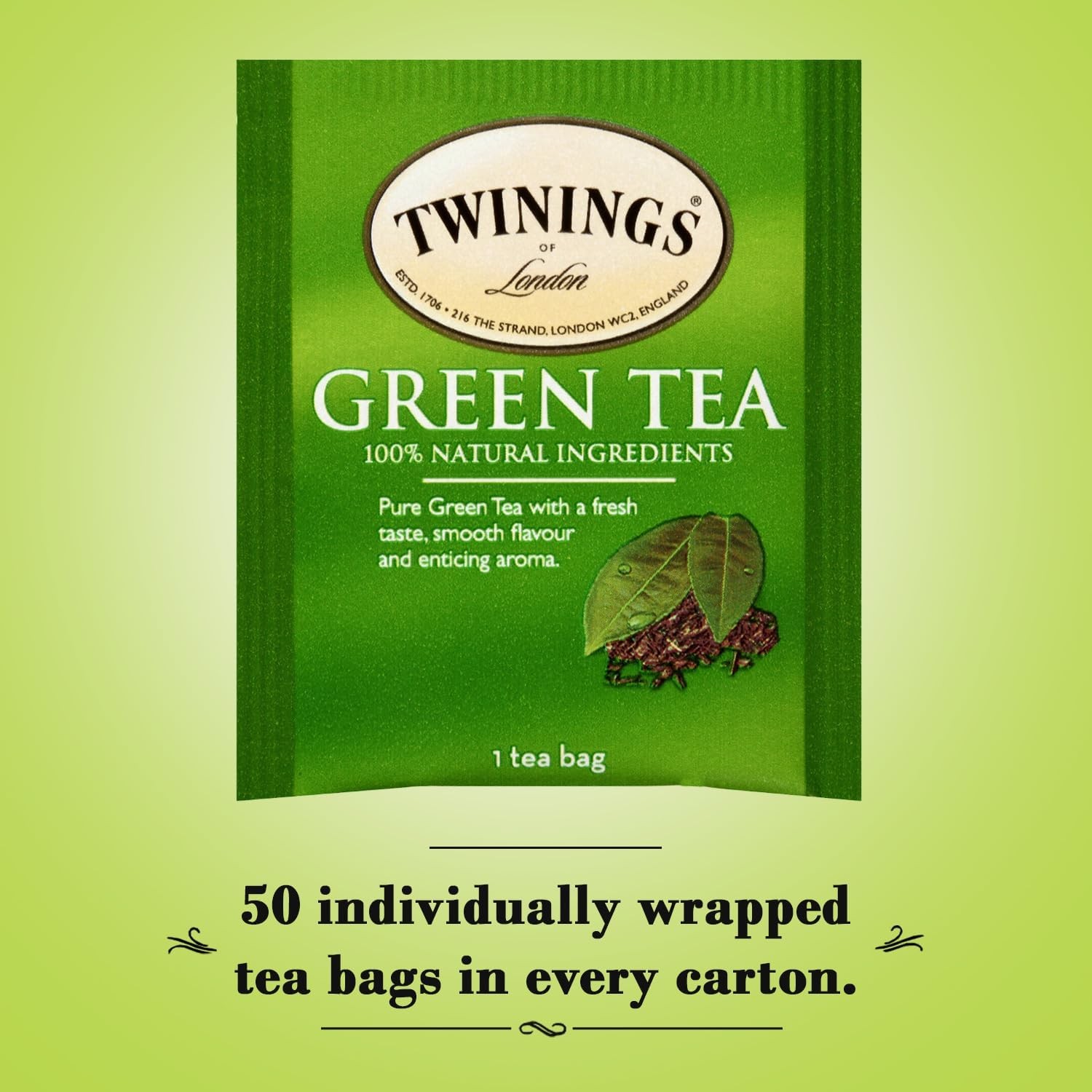 Twinings Pure Green Tea 50 Count Fresh Smooth Delicate Flavor USA Grown