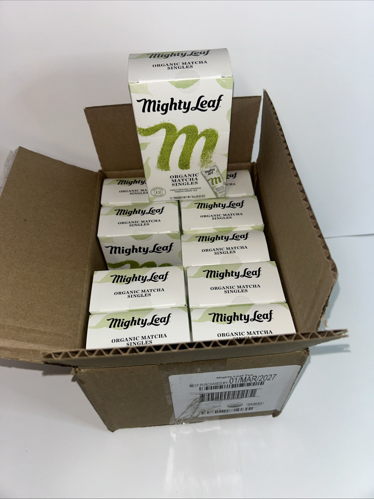 Mighty Leaf Organic Matcha Singles Finely Ground Japanese Green Tea Case of 10