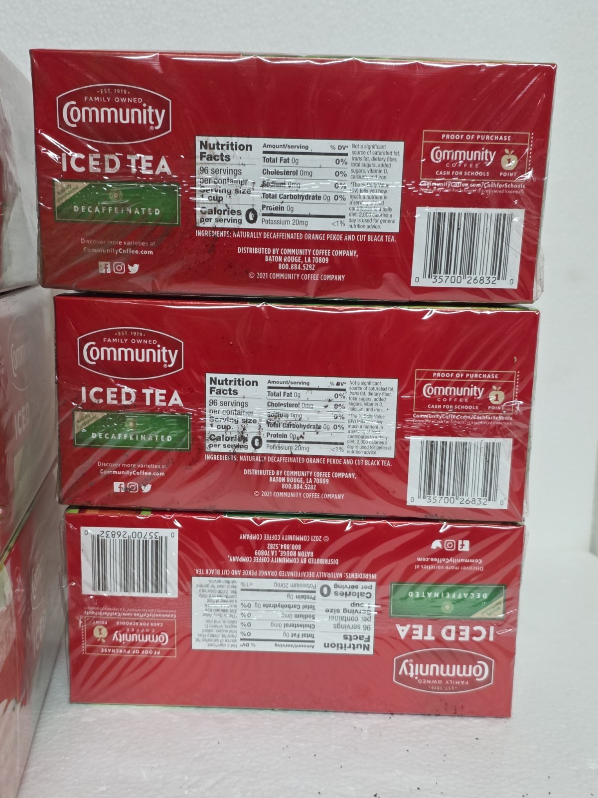 6Pack-Community Coffee Decaf Tea, 24 Iced Tea- (Outer Packaging Damaged) See Pic