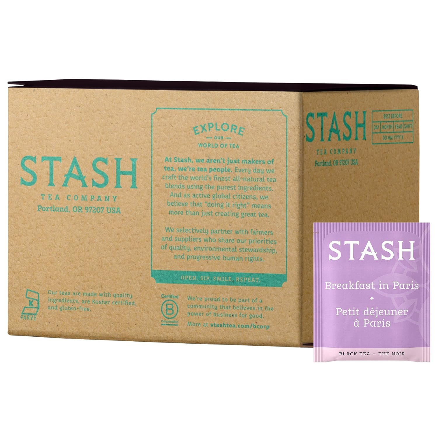 Stash Tea Breakfast In Paris Black Tea 100 Count Earl Grey Lavender Blend