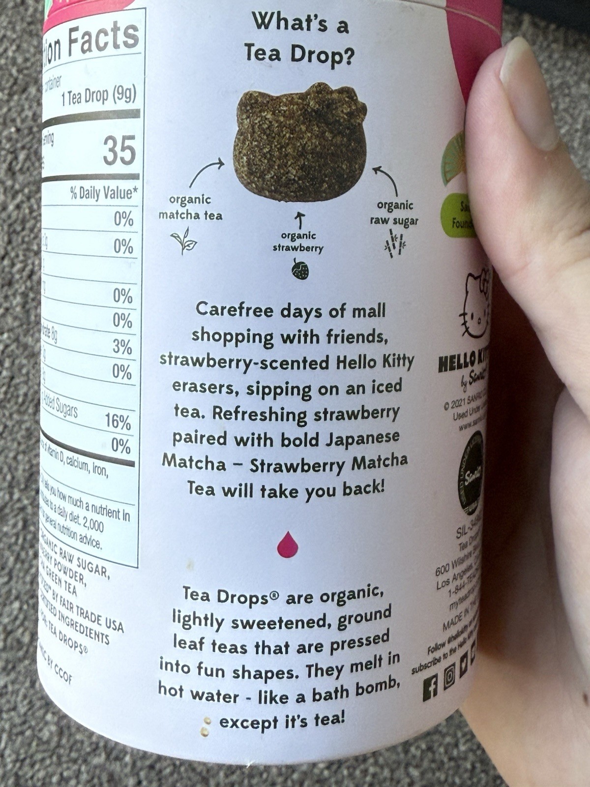 HTF Hello Kitty Tea Drops Strawberry Matcha Green Tea 2024 Collab