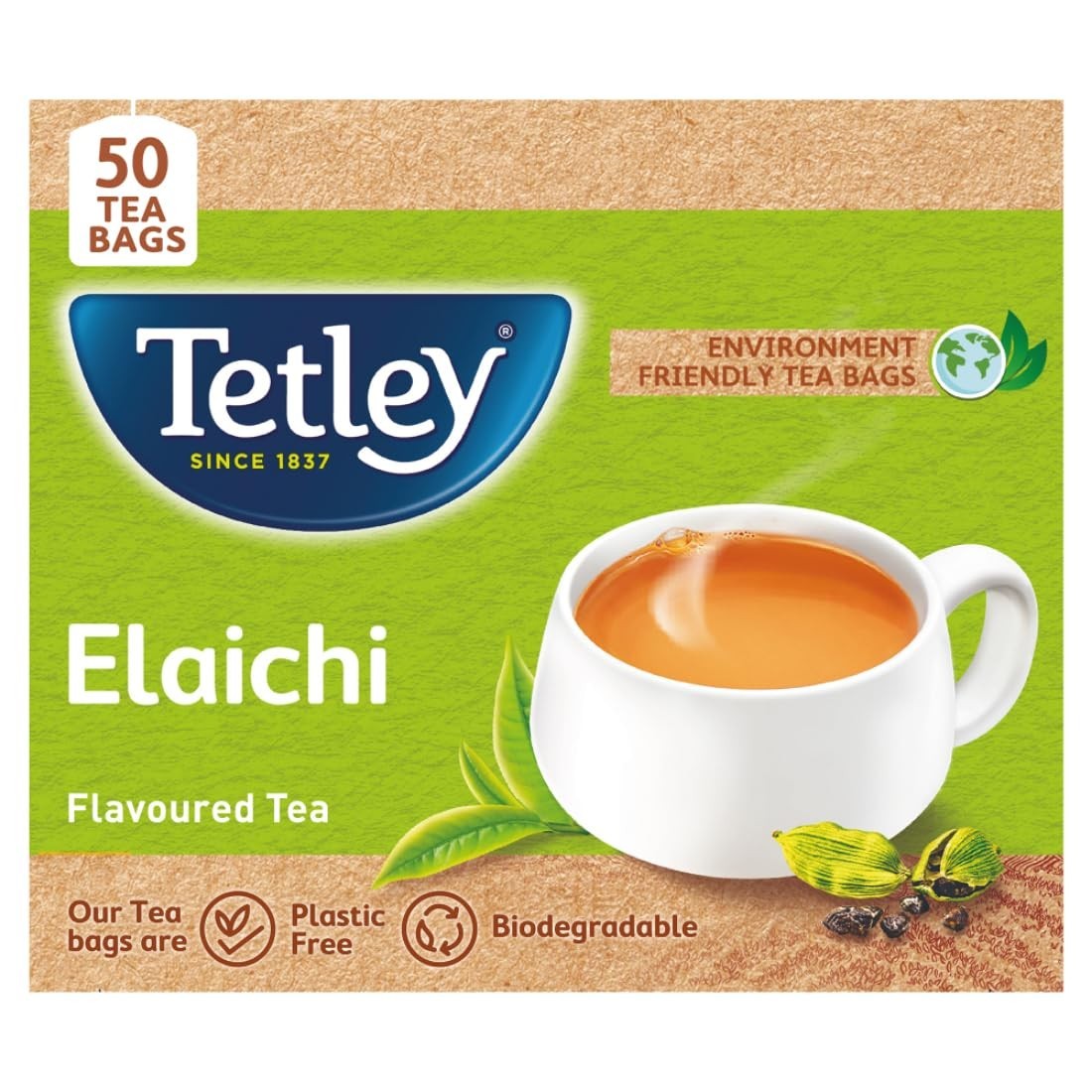 Tetley Elaichi Flavoured Chai Black Tea | 50 Tea Bags | Refreshing Aroma