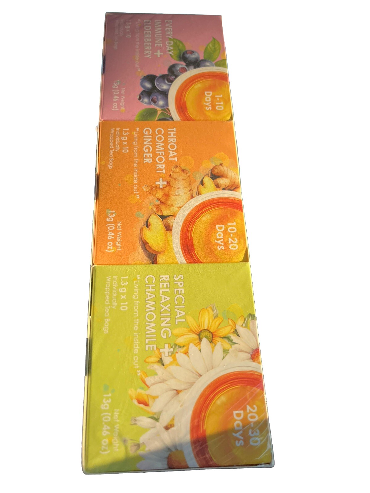 Herbal Wellness Kit Tea, 30 Days , Immune Elderry,Throat Comfort Ginger, Relaxin