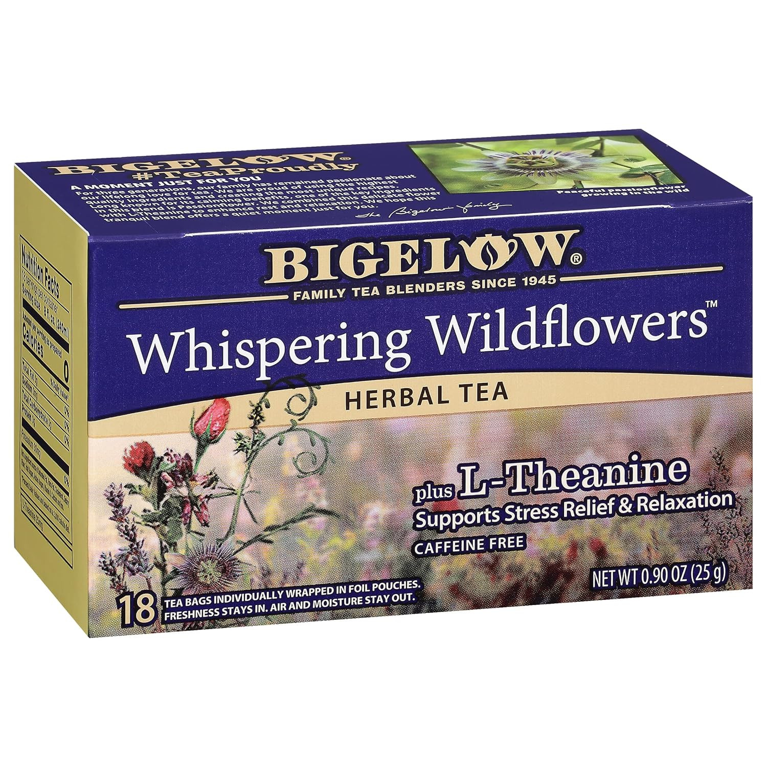 Bigelow Whispering Wildflowers Herbal Tea plus L-Theanine, Supports Stress Relie