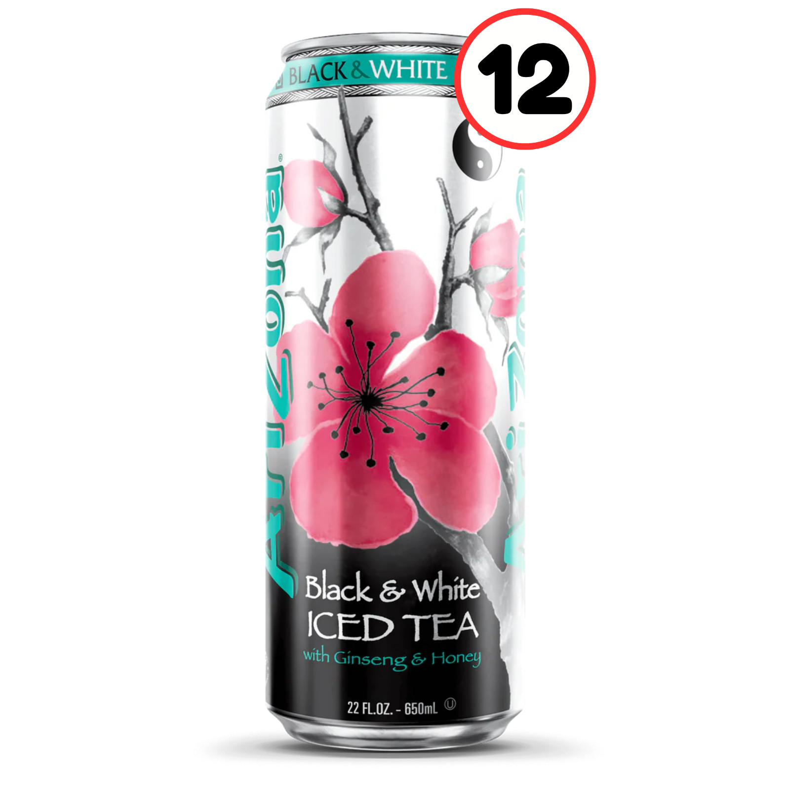 AriZona Black & White Tea 22 Oz Big Cans 12 Pack Ready To Drink Iced Tea