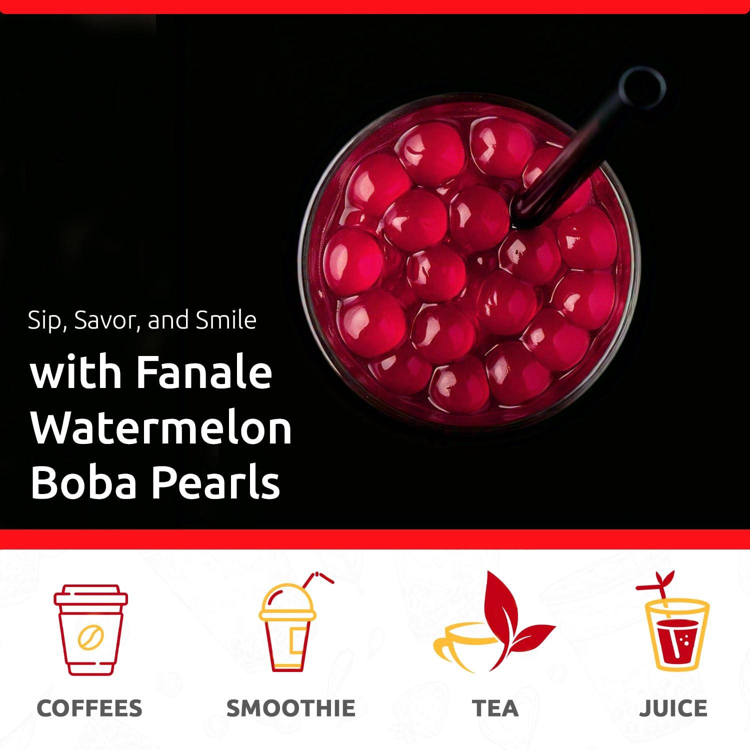 Fanale Watermelon Popping Boba Pearls, Vegan, Non GMO, Gluten Free, Fat Free,…