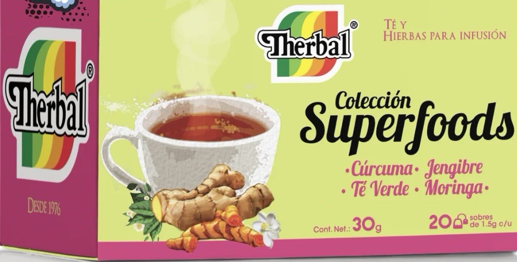 Te Superfoods Moringa Curcuma Jengibre Te Verde 40 Tea Bags Natural Therbal