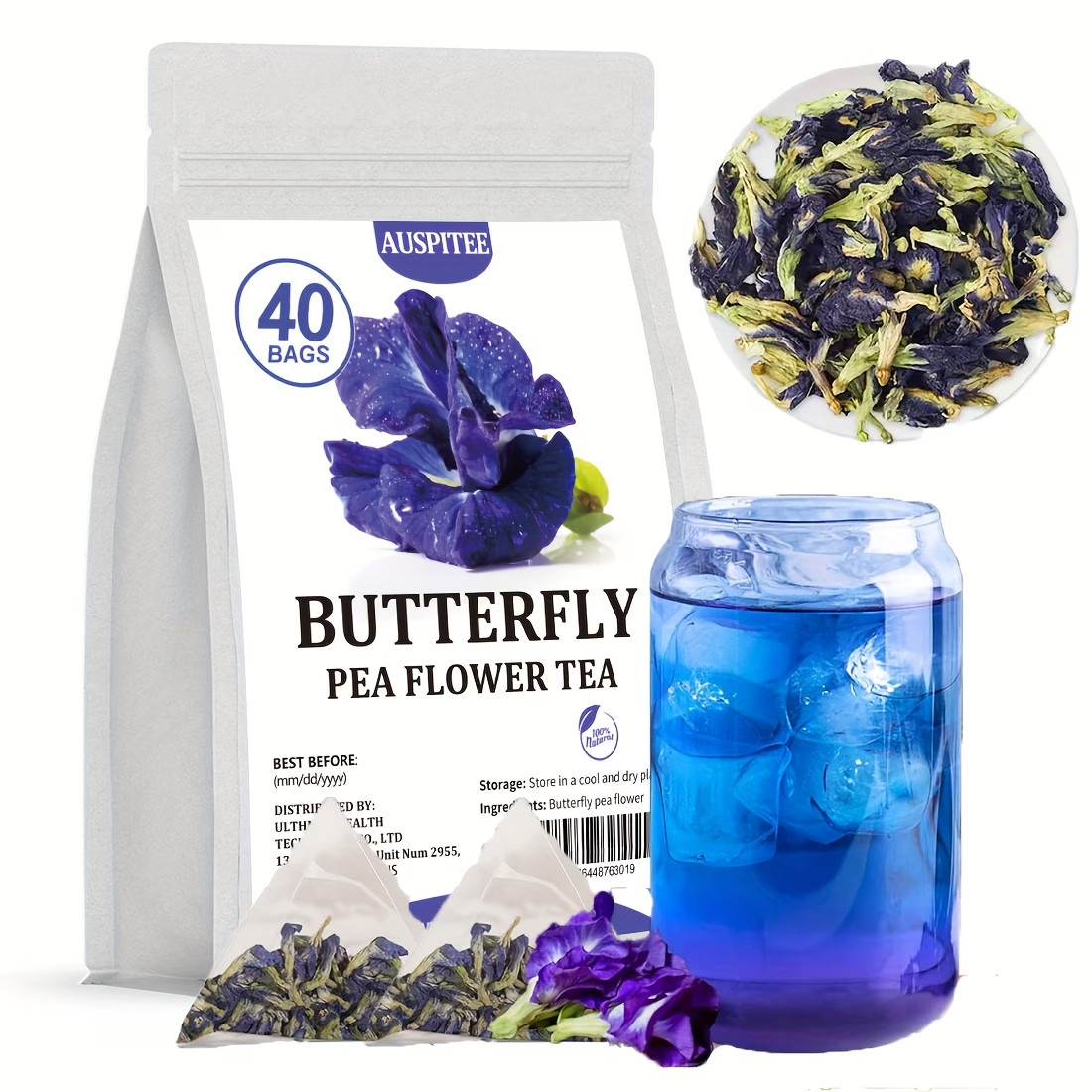 Nature High-grade Butterfly Pea Flower Tea, Rich In Vitamin A, C, E Vegan