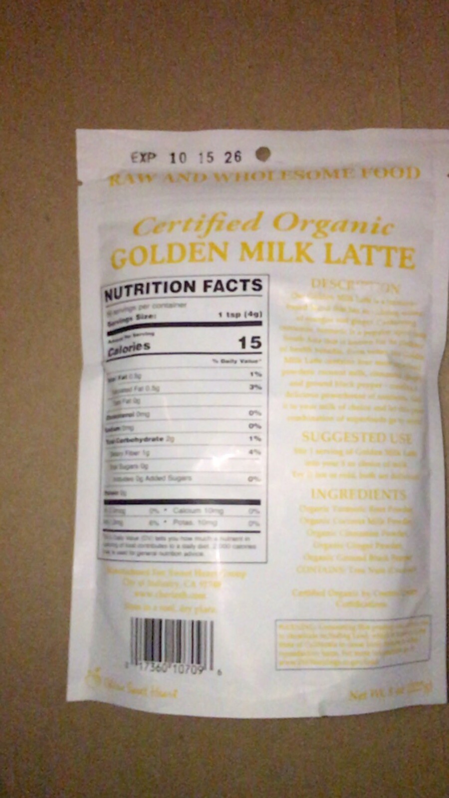 5X Lot Cherie Sweet Heart Organic Golden Milk Latte 8 Oz Ex 10/15/2026