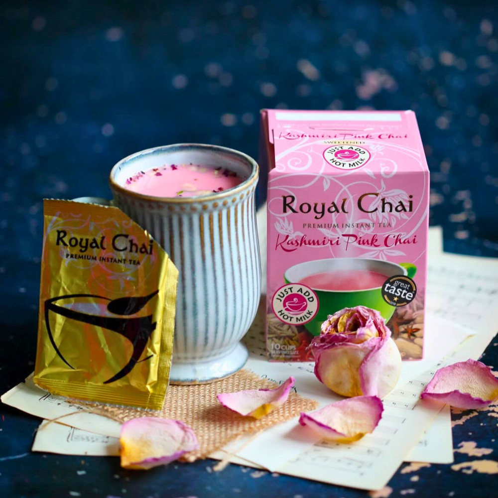 ‎Royal Chai Kashmiri Pink Chai Sweetened 10 Count Single Box Premium Instant Tea