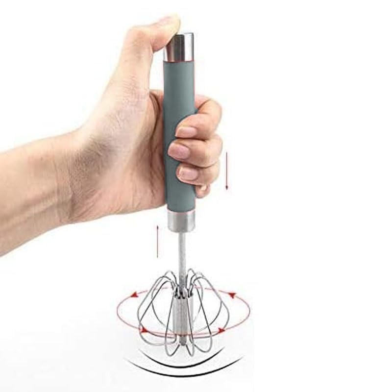 Stainless Steel Semi-automatic Egg Whisk – 3PCS Hand Push Rotary Blue