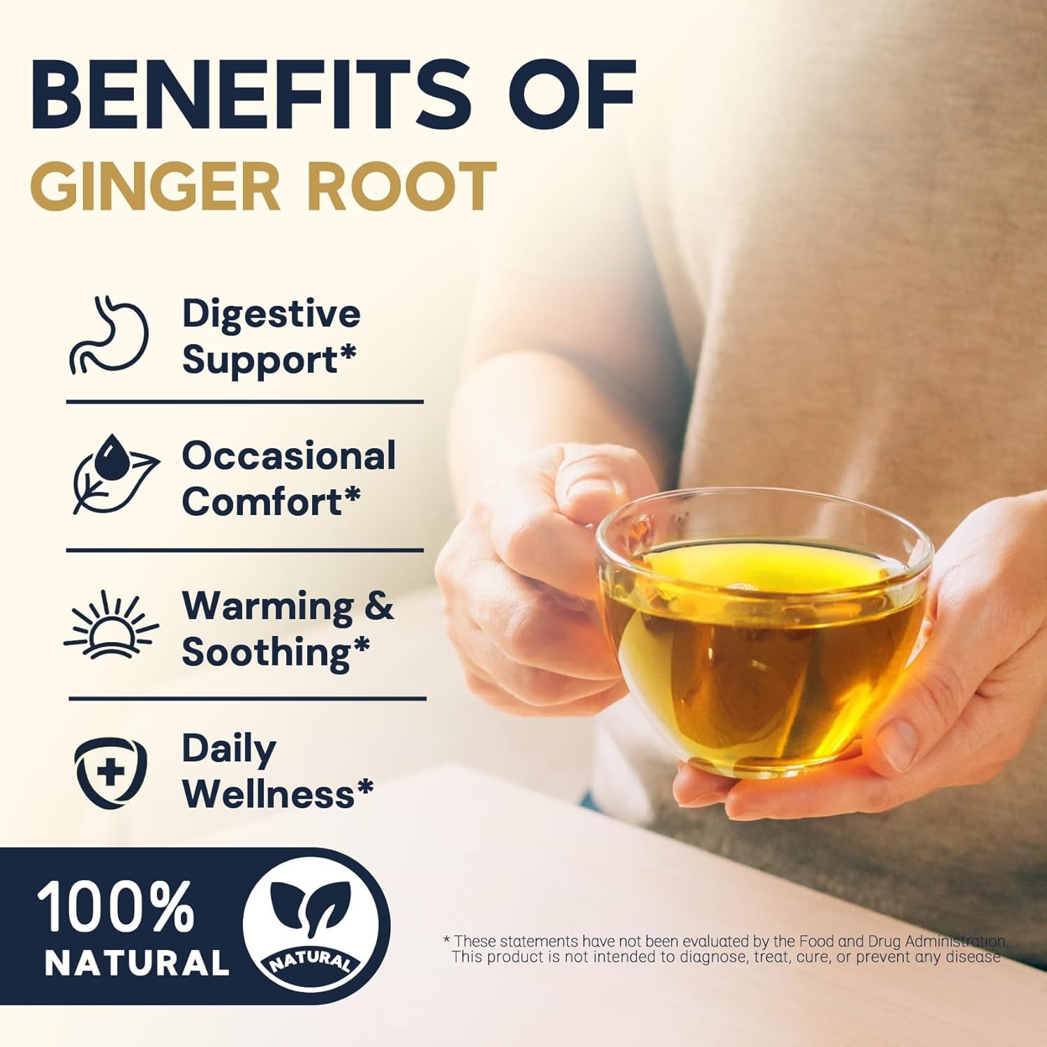 Ginger Root Herbal Tea – Caffeine Free, 50 Tea Bags