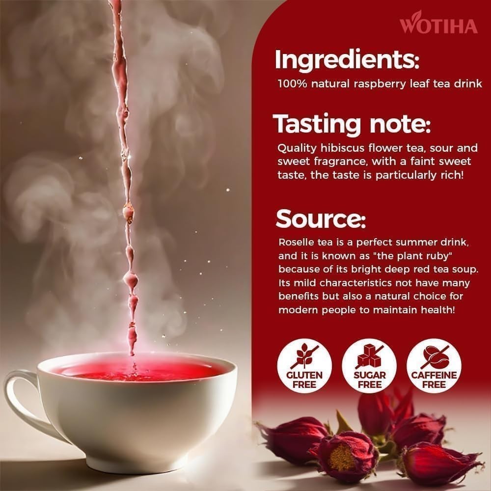 Premium 80 Hibiscus Flowers Tea Bags, 100% Natural, Handmade & Pure from Hibi