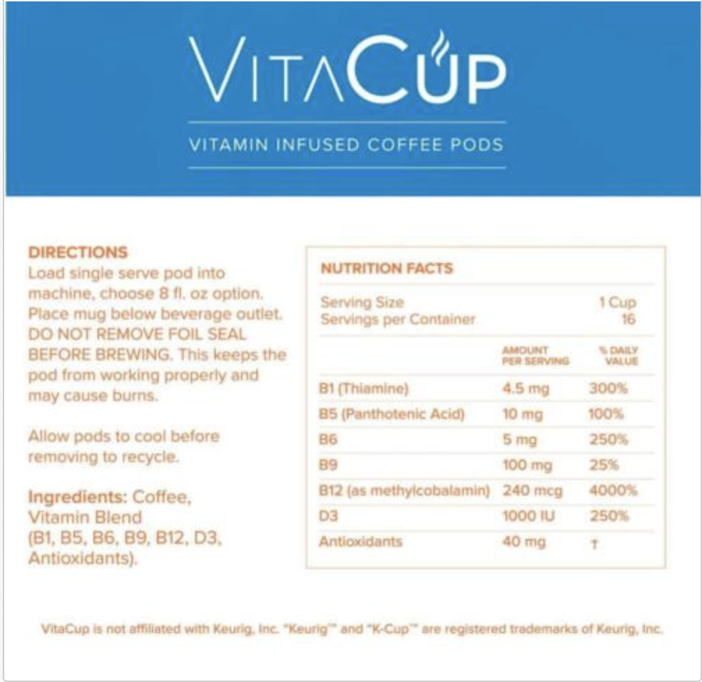 VitaCup Green Tea w/ Vitamins 16 to 96 Keurig K cup Pick Any Size FREE SHIPPING