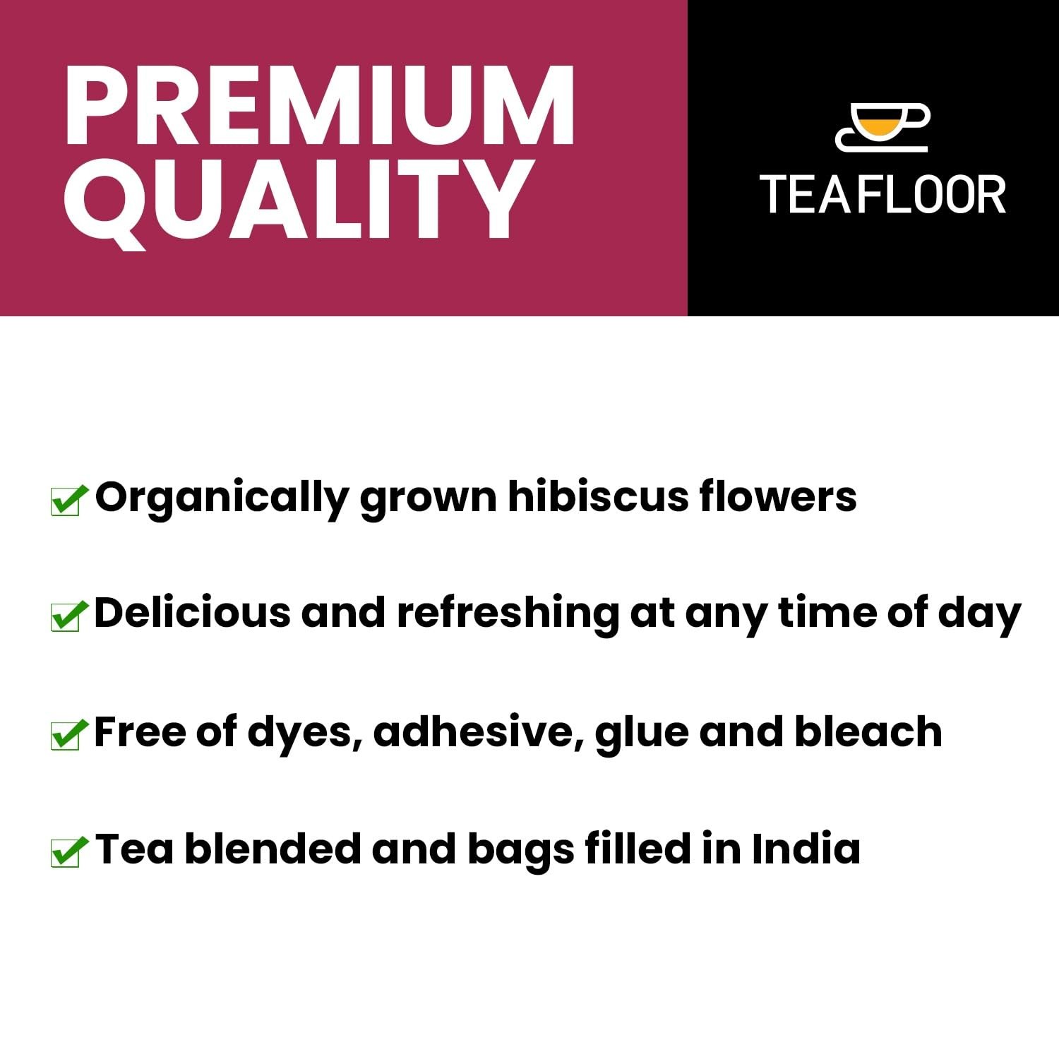 Teafloor Hibiscus Flower Tea Bags, 2gm Each Set Of 40 Tea Bags