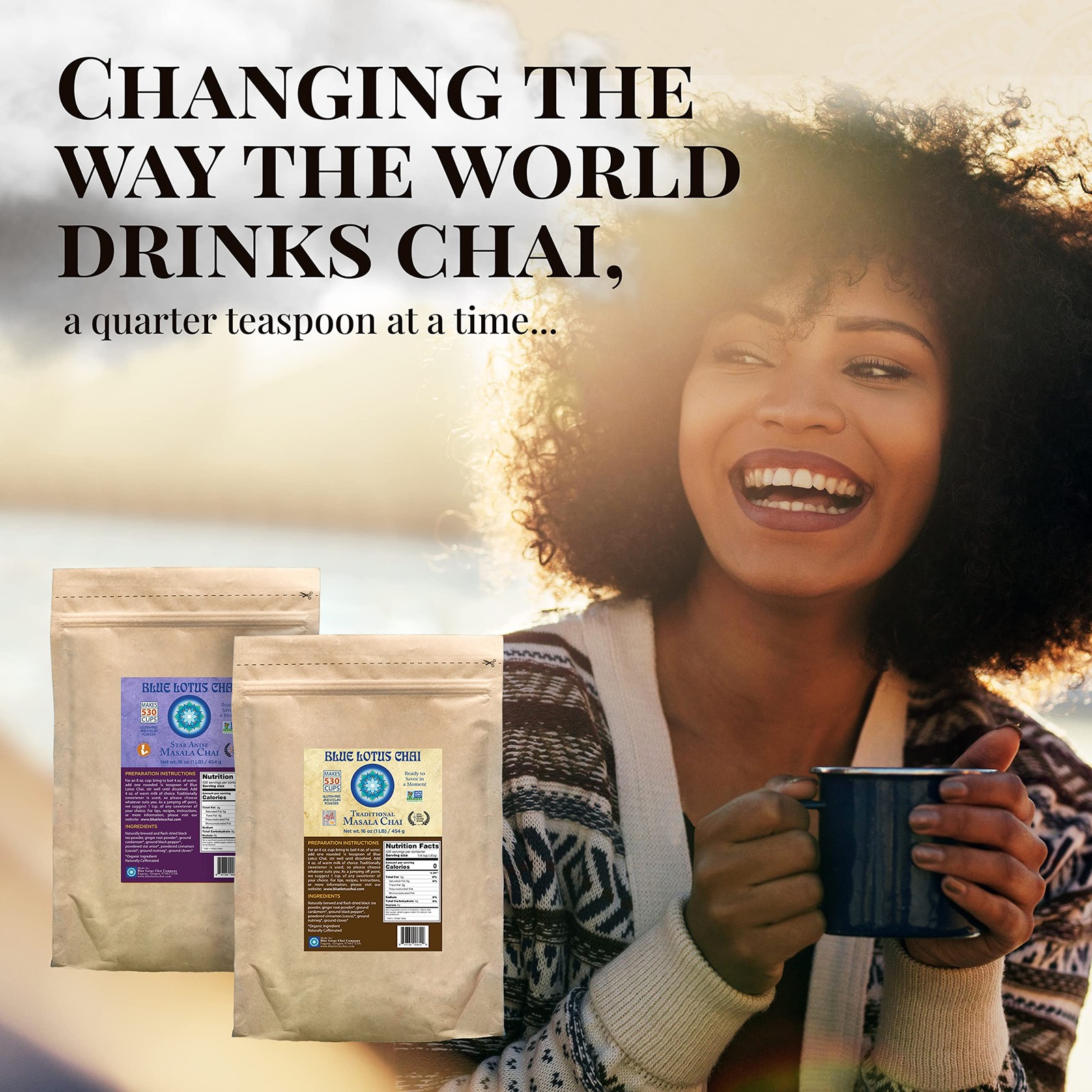 Blue Lotus Chai – Golden Masala Chai – Makes 530 Cups – 1 Pound Bulk Bag Masa…