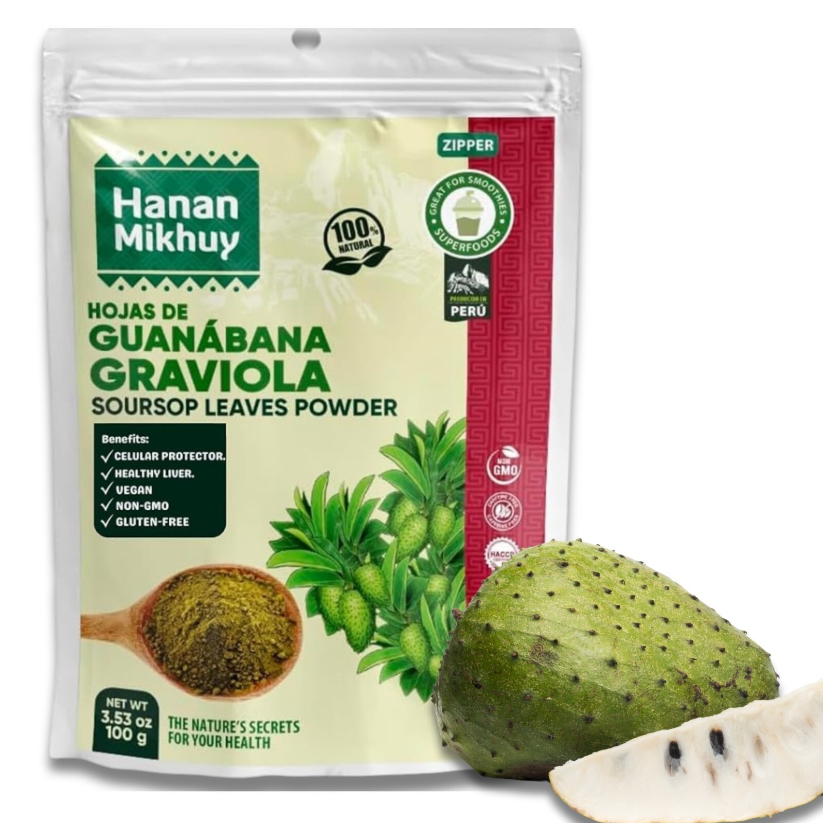 Hojas de Guanabana 100% Natural Graviola Soursop Leaf Powder for Vitality Peru