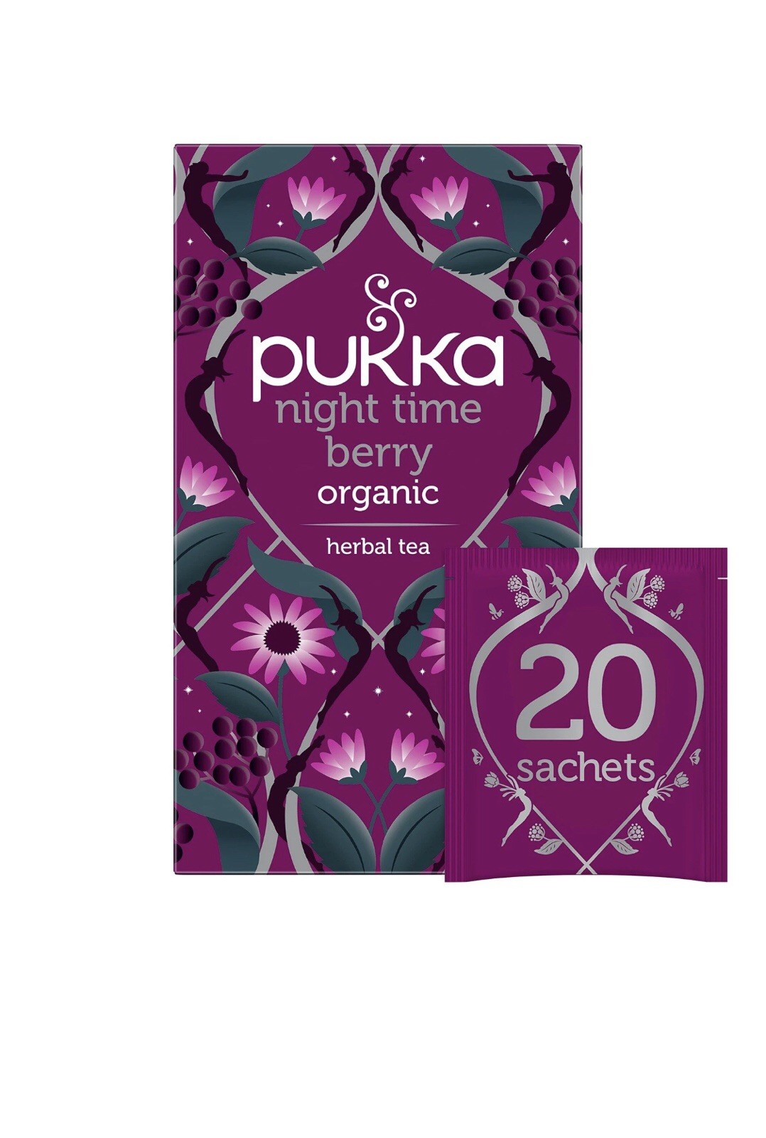 Pukka Night Time Berry Overnight Wellness Organic 20 Herbal Tea Sachets