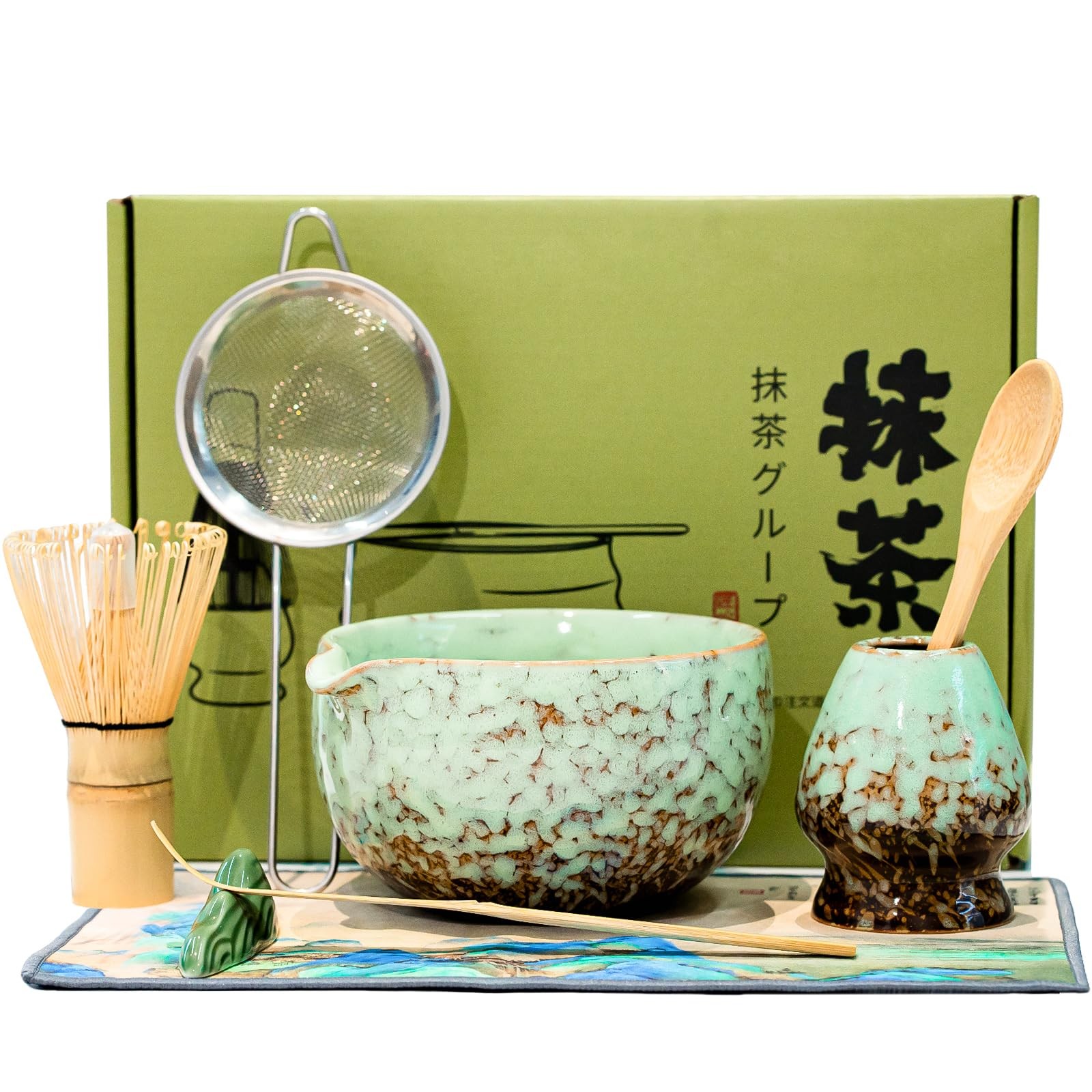 Matcha Whisk Set, Matcha Kit 8 Pcs Includes Bowl, Whisk, Holder, Scoop, Sifte…