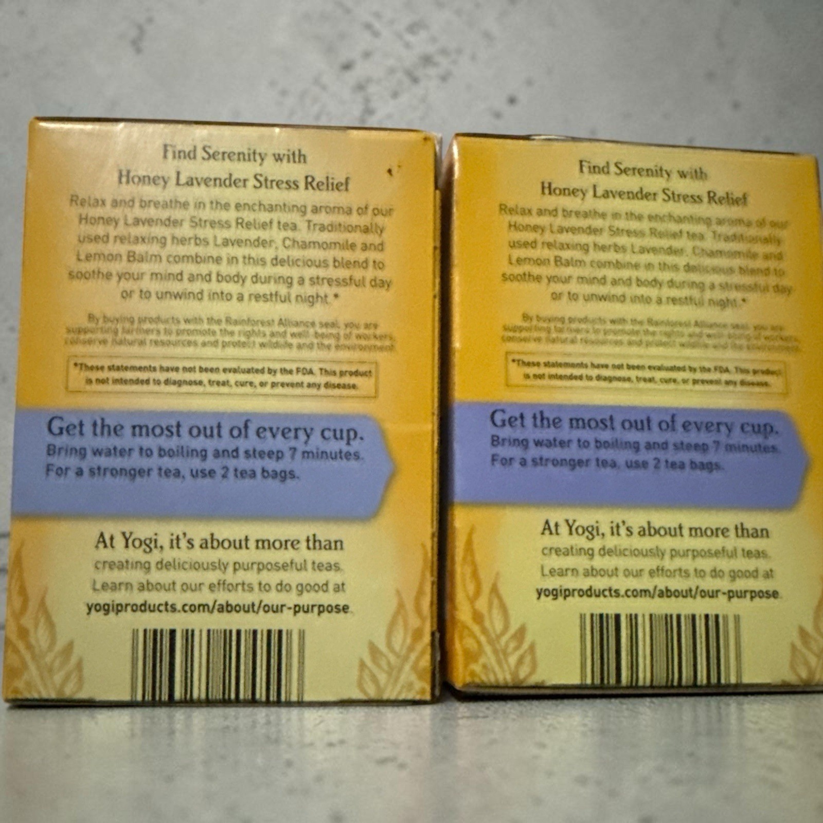 Yogi Honey Lavender Stress Relief Chamomile Herbal Tea 32 Bags (2 Boxes) Organic