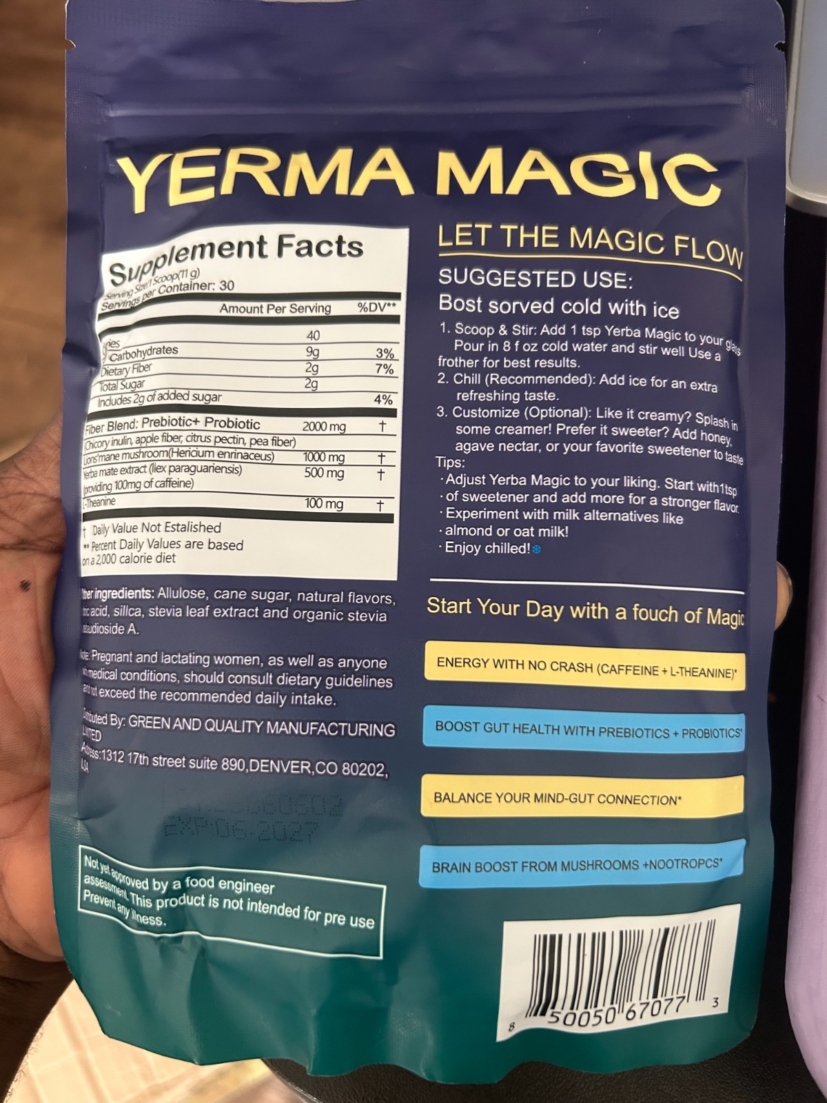 Authentic Brainista Yerba Magic Variety Yerba Mate Tea Powder Strawberry Peach