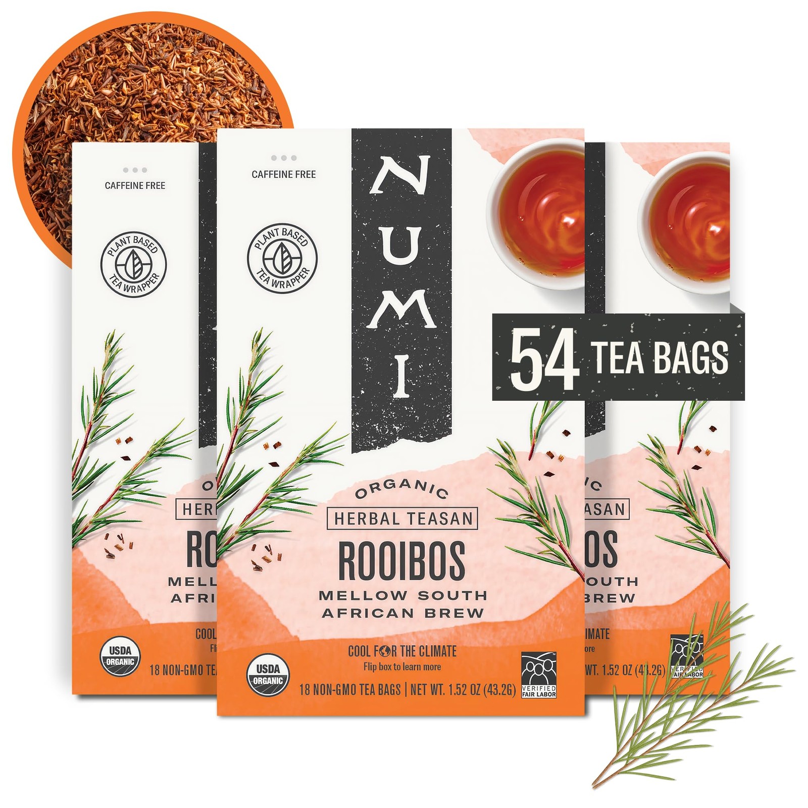 Organic Rooibos Tea 54 Microplastic Free Bags Caffeine South African Red
