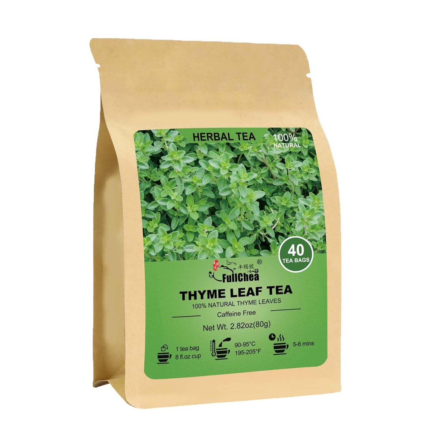 – Thyme Tea Bags, 40 Teabags – Premium Thyme Leaves – Non-Gmo – Caffeine-Free, P