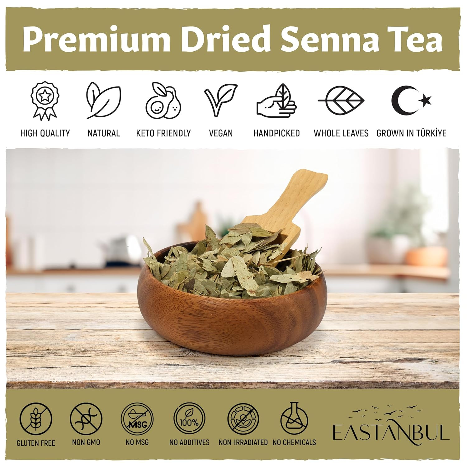 Senna Tea, 1.76Oz, Senna Leaf Tea, Hoja Sen Cut & Sifted Herbs, Sena Loose Leave