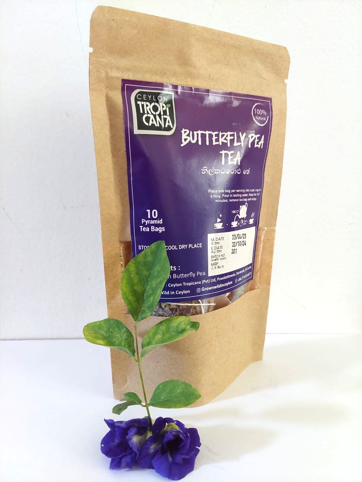 10 Tea Bags Dried Butterfly Blue Pea Flowers Tea-100% Pure Natural Healthy Drin