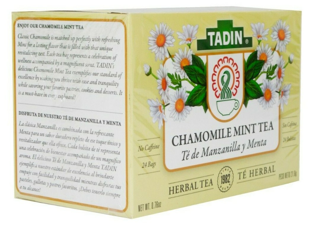 Tadin Chamomile Mint Herbal Tea, Sleep Aid, 24 Bags, (6 BOXES) Exp. 01/2027