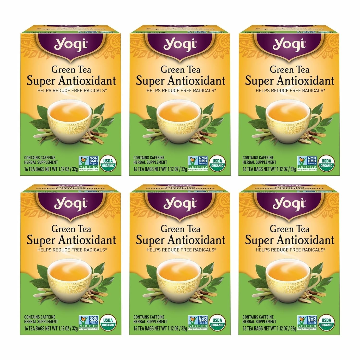 Yogi Organic Green Tea – Antioxidant Blend with Citrus & Floral Notes – 96 Bags