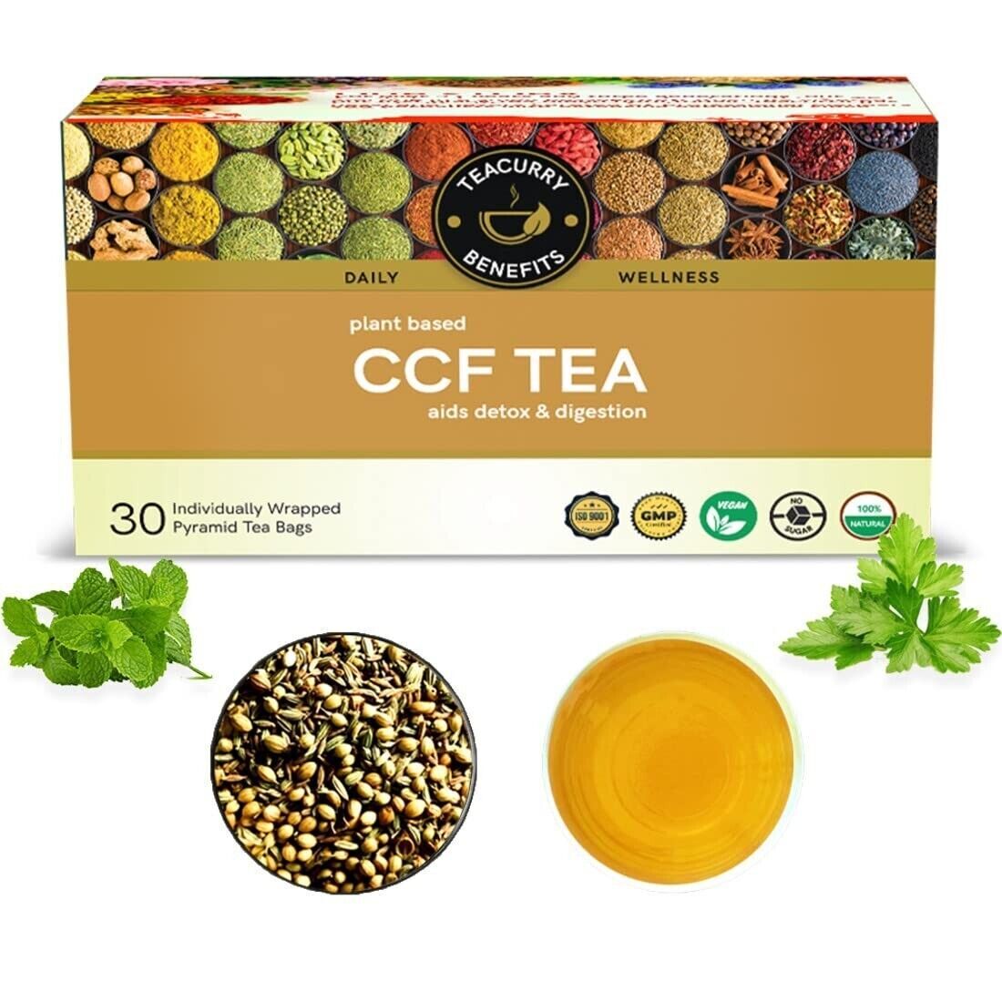 TEACURRY CCF Tea – 30 Tea Bags, CCF Detox Tea for digestive health, skin