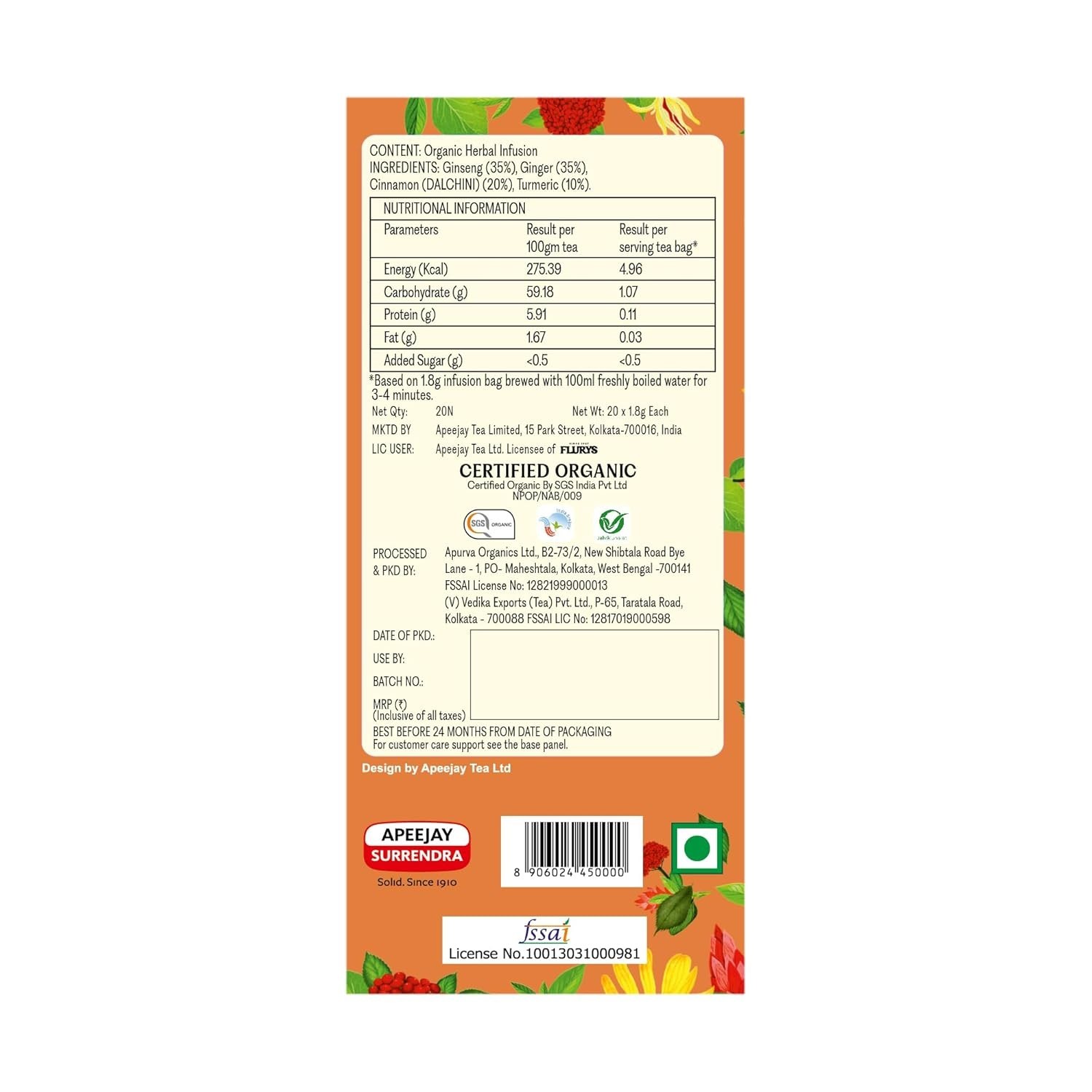 Ty-phoo Cleansing Organic Root Remedy Tea Bag (20 Tea Bags), 36 grams, Pack of 1
