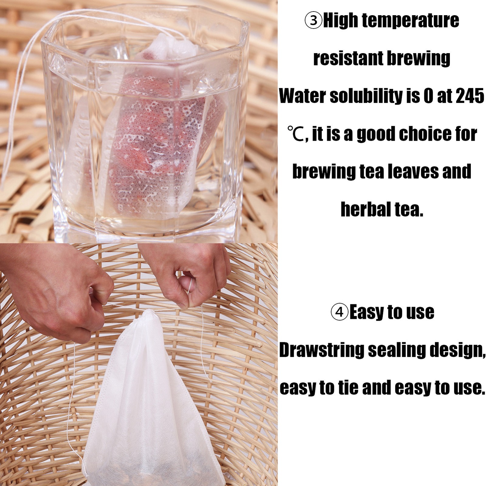 100x Tea Filter Bag Tea Bags For Loose Tea Reusable Empty Tea Filter Bags