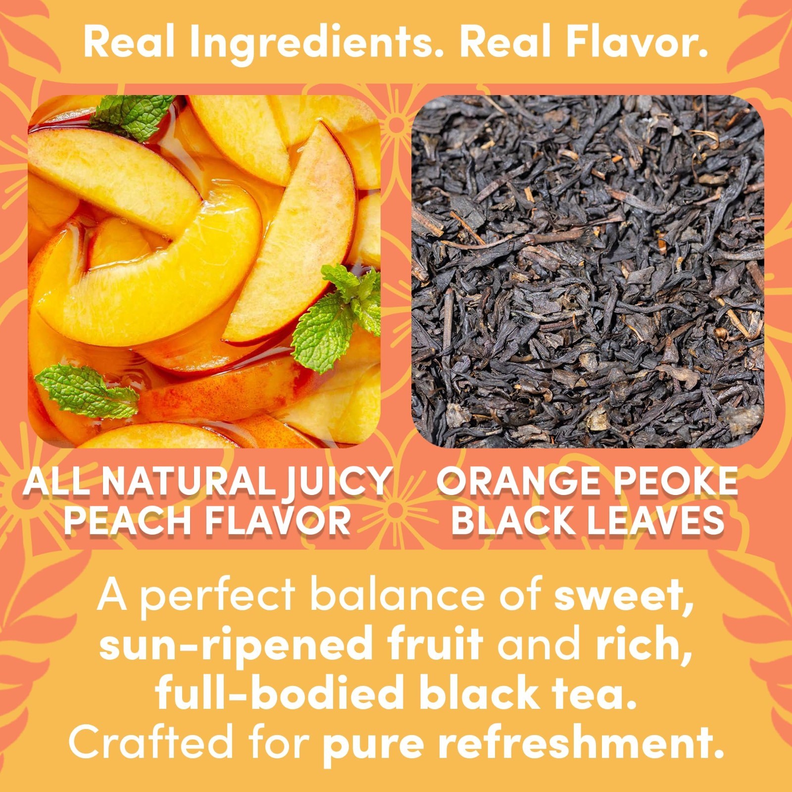 Peach Flavored Iced Tea Bags – Quick Brew Southern Style, 48 Gallons, 1 oz Packs