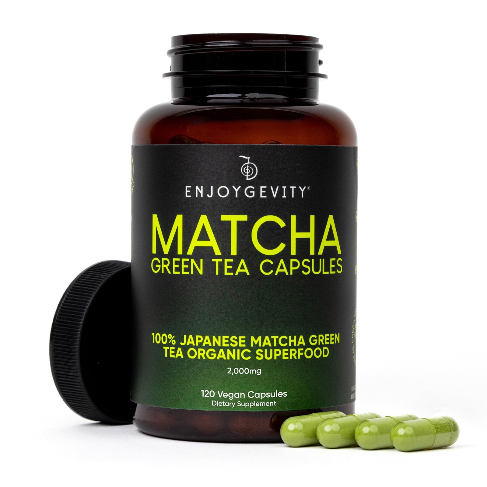 Organic Matcha Green Tea Capsules – Natural Energy 120 Count (Pack of 1)