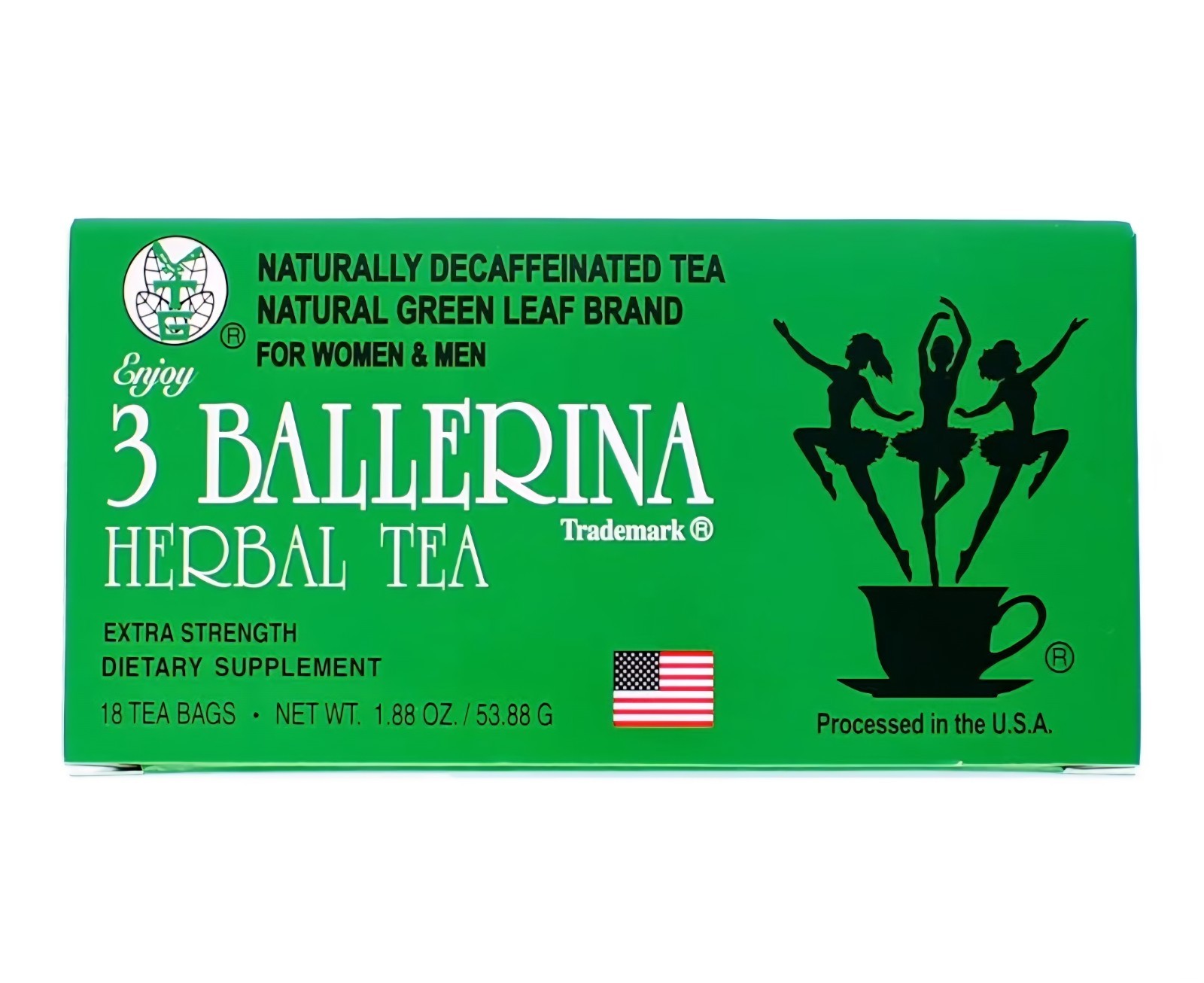3 Ballerina Diet Tea Extra Strength Caffeine-Free Herbal Tea Bags for Digestion