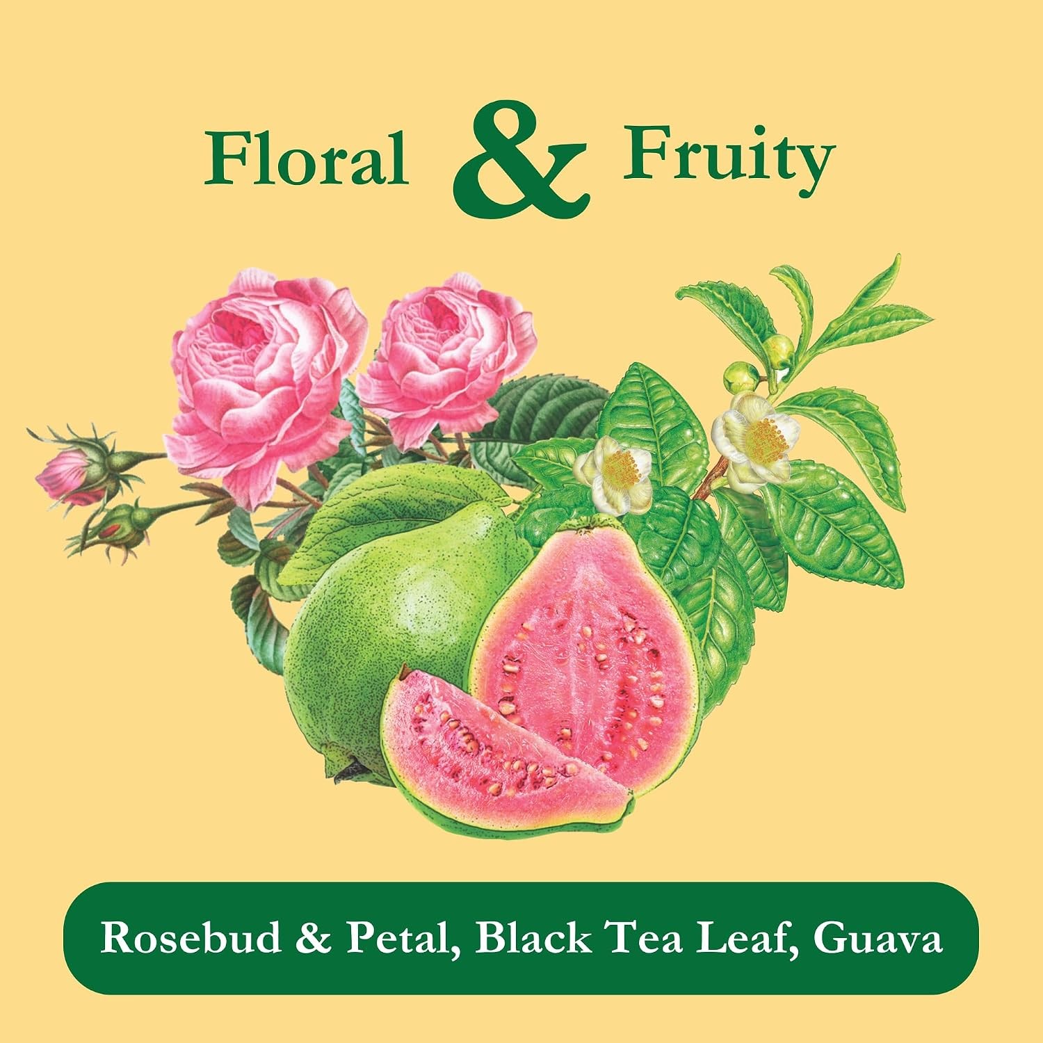 Guava Rose Tea, Contains Caffeine, 24 Tea Bags Per Box, Pack of 1