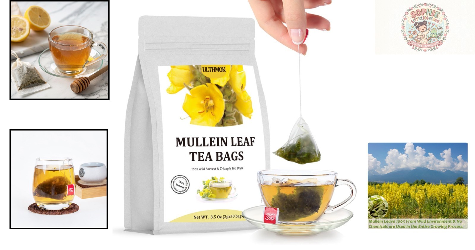 Natural 50 Count Mullein Leaf Tea – Wild Harvested for Lungs & Respiratory Care