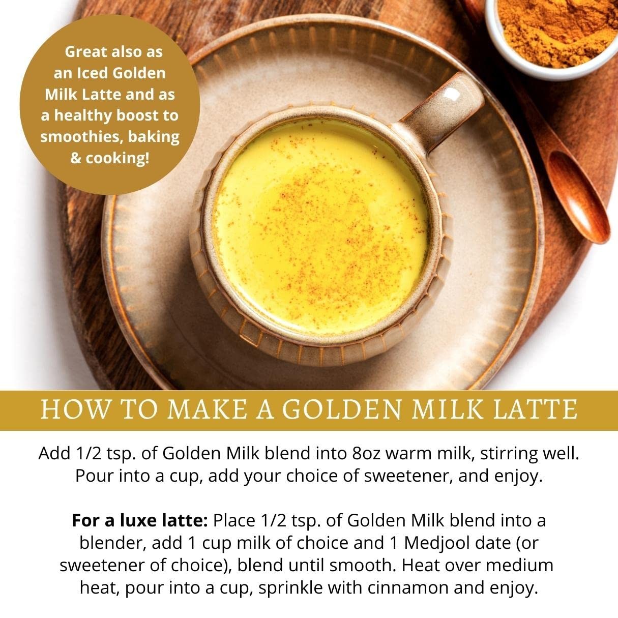 Organic Golden Milk Powder with Turmeric, Ginger, Ceylon Cinnamon | Ayurvedic…