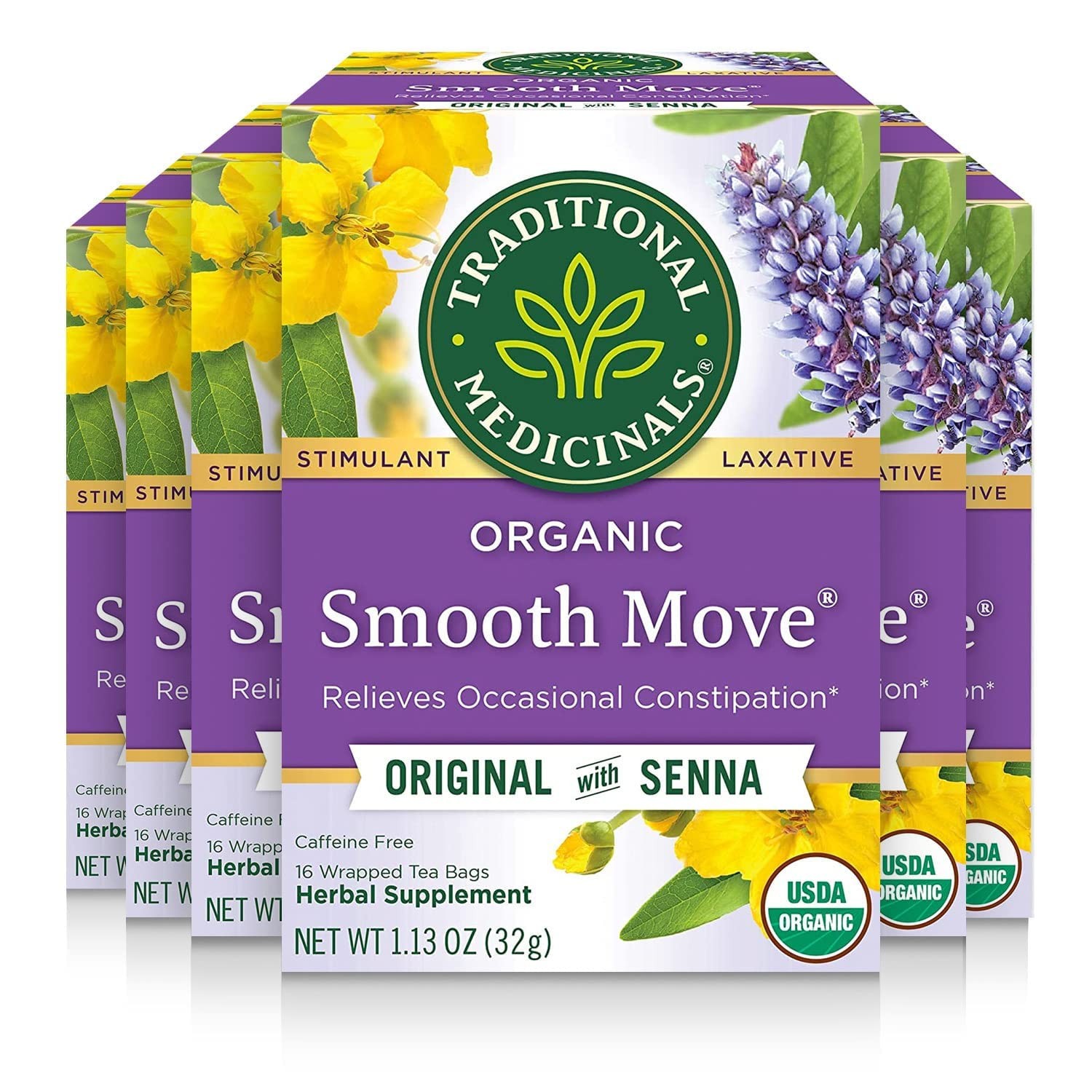 Traditional Medicinals Tea, Organic Smooth Move, 96 count (Pack of 6)