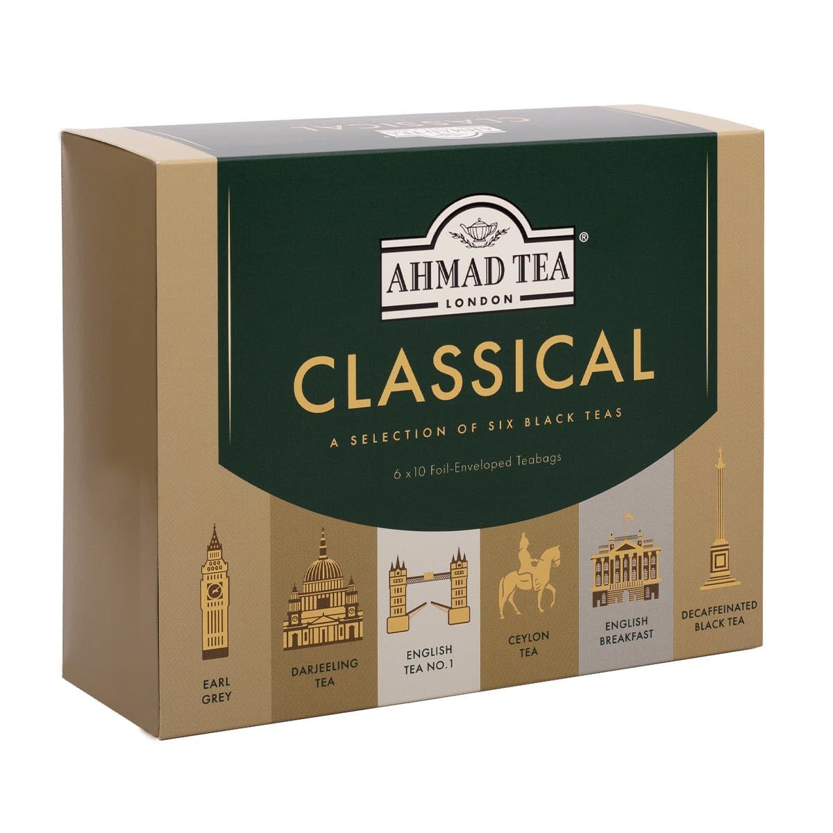 Black Tea, Classic Selection Pack Teabags, 60 Foil Teabags – Caffeinated, Decaff