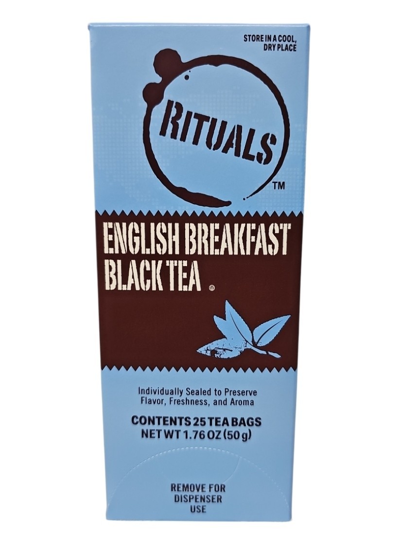Black english breakfast tea bags, 25 count, caffeinated