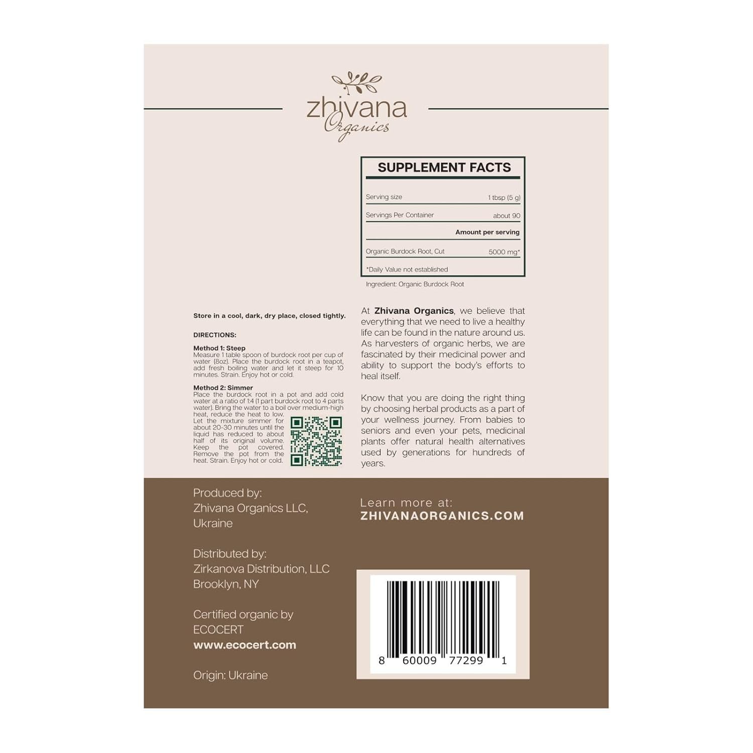Premium Burdock Root Organic (16 oz.) – Greater Burdock Root Tea Loose – Raíz…