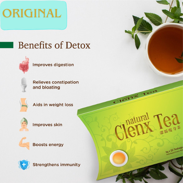 Original Natural Clenx Tea – 20pcs Loose Pack Detox Herbal Teabags 3g Each