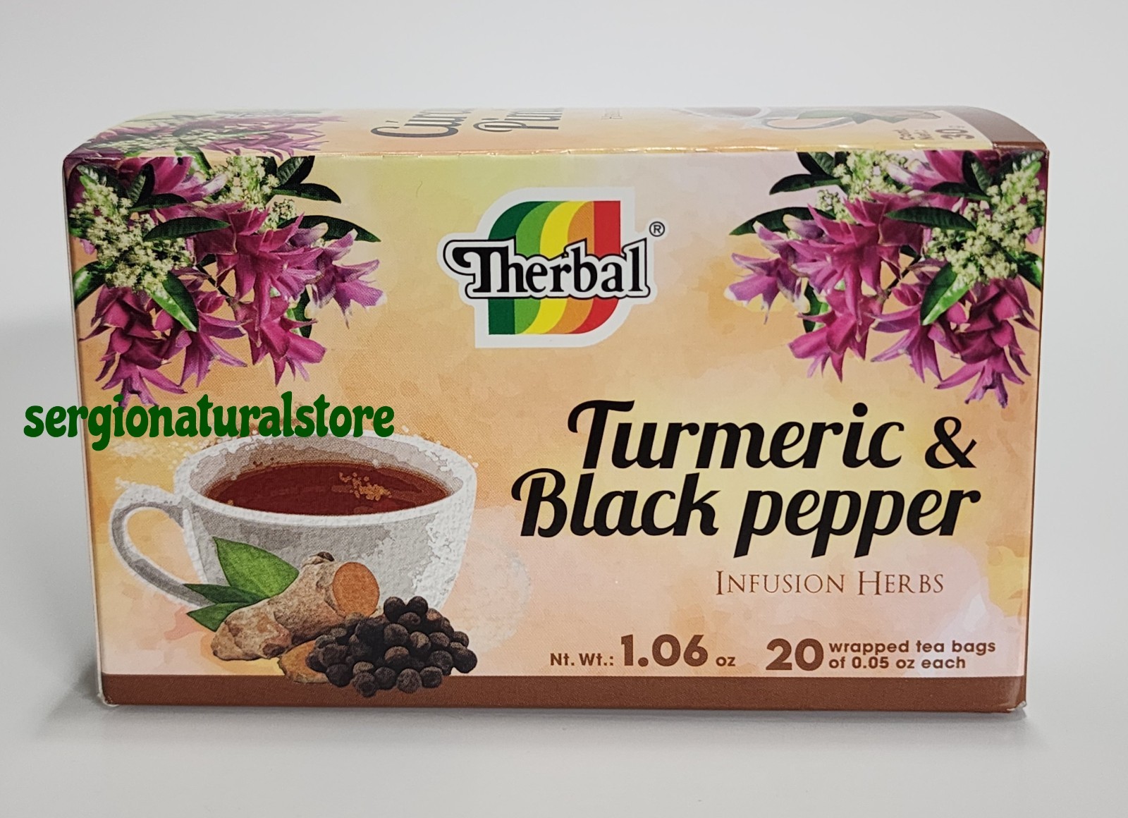 2 Packs Turmeric and Black Pepper Tea (Te Curcuma y Pimienta) – 40 Tea Bag