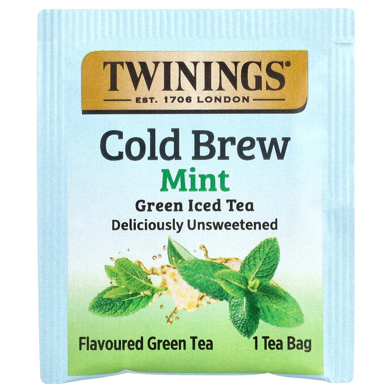 Cold Brewed Iced Tea, Green Tea, Unsweetened, Mint, 20 Single Serve Tea Bags,