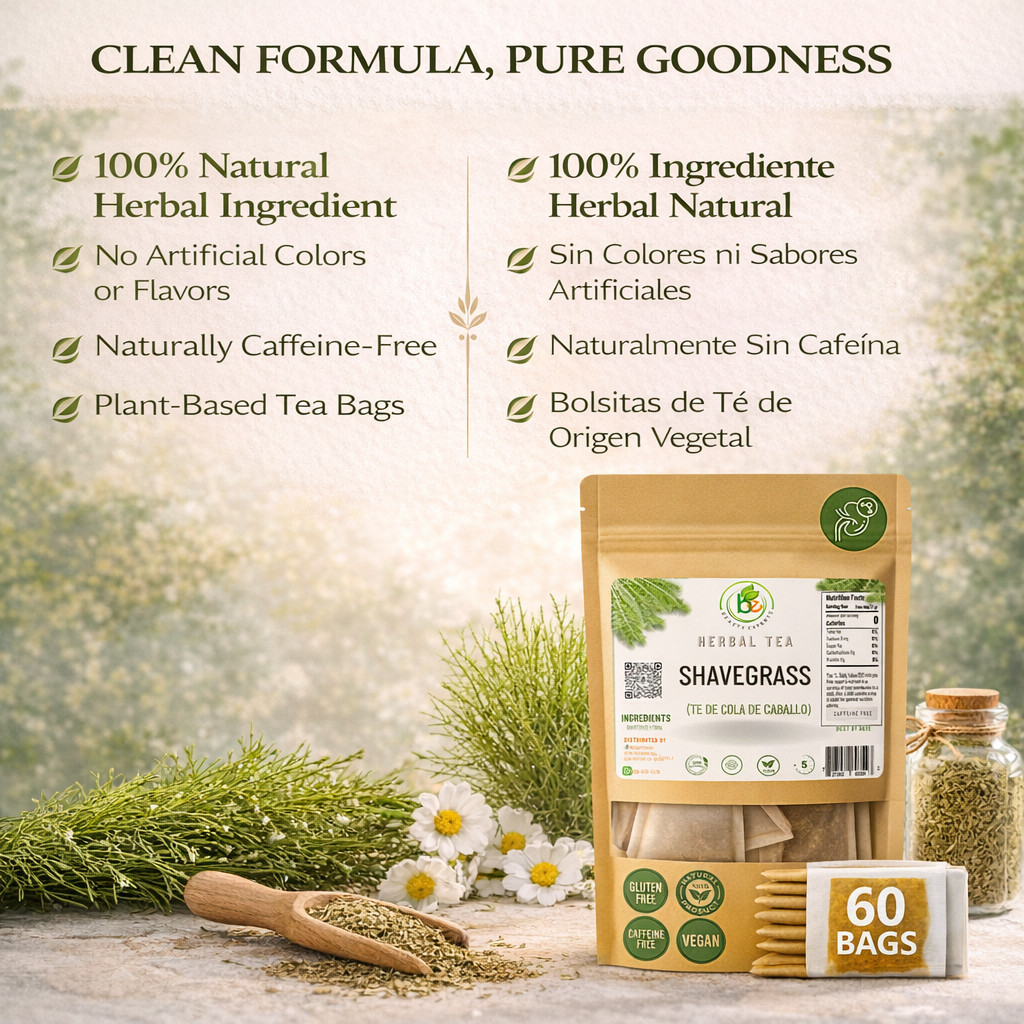 Cola de Caballo Té (Shavegrass/Horsetail Tea) – 60 Tea Bags – 100% Natural, Vega