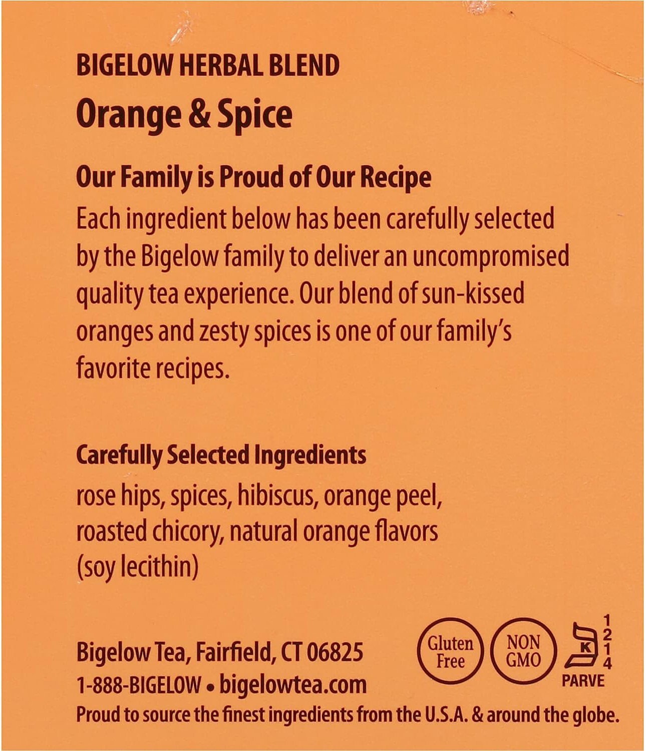 Bigelow Orange & Spice Herbal Tea – 20 tea bags