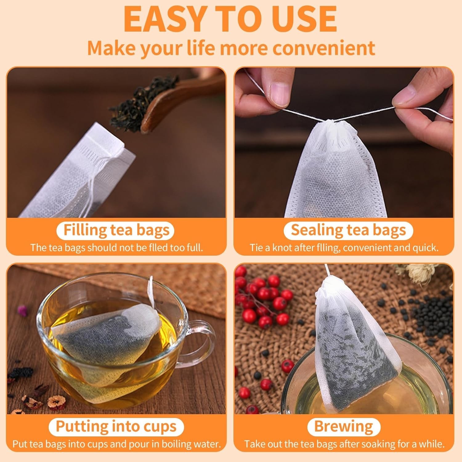 Large Tea Bags for Loose Leaf Tea – 200 Count